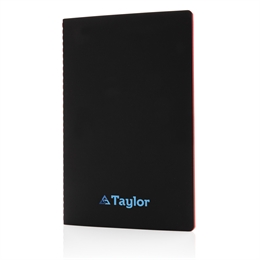 Soft cover PU notesbog med farvet kant, rød